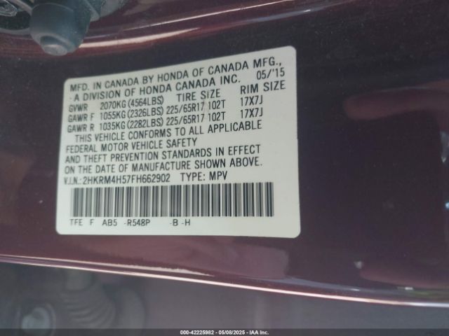 2HKRM4H57FH662902 Honda CR-V EX