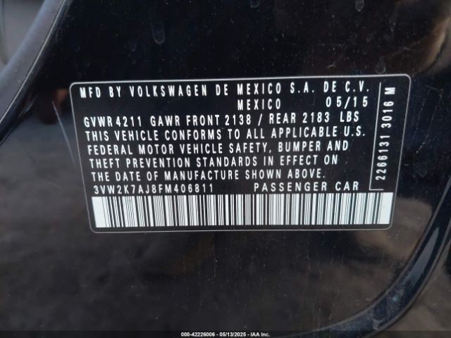 3VW2K7AJ8FM406811 Volkswagen Jetta 2.0l S