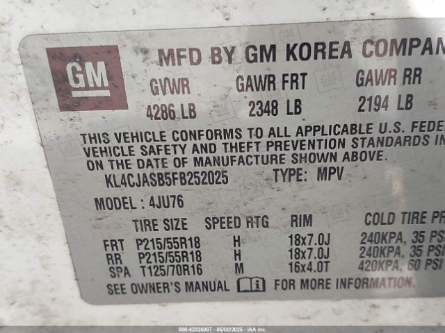 KL4CJASB5FB252025 Buick Encore