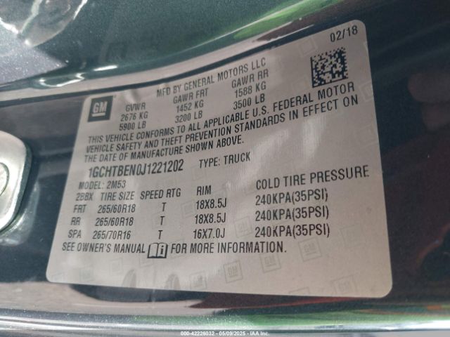 1GCHTBEN0J1221202 Chevrolet Colorado Wt