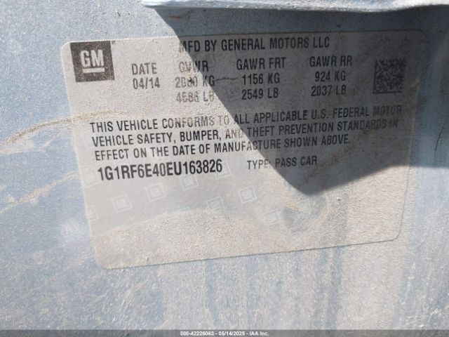 1G1RF6E40EU163826 Chevrolet Volt