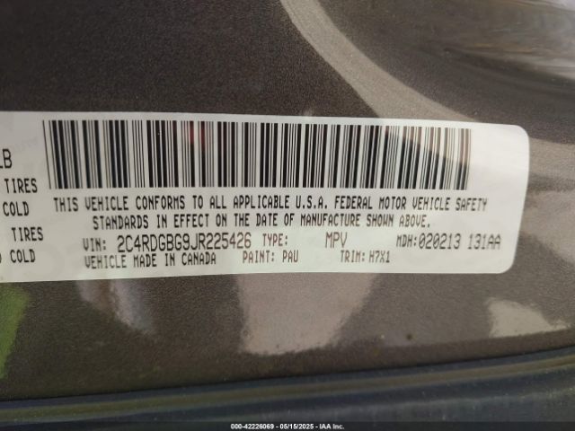 2C4RDGBG9JR225426 Dodge Grand Caravan Se