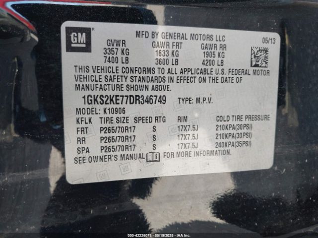 2013 GMC YUKON XL 1500 1GKS2KE77DR346749 Photo 8