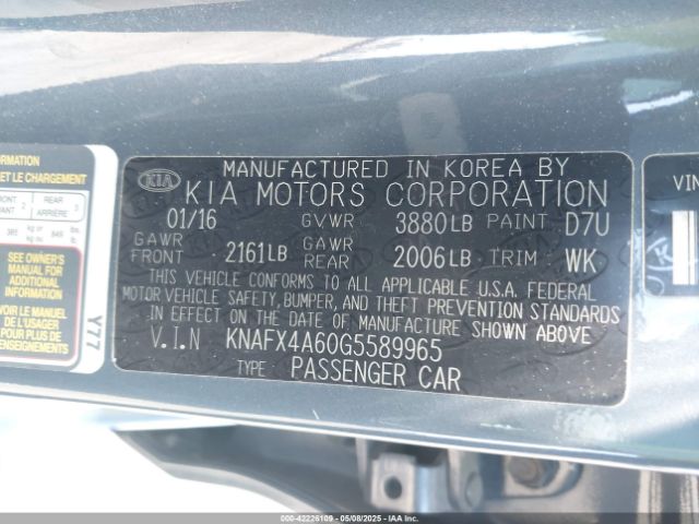 KNAFX4A60G5589965 KIA FORTE LX