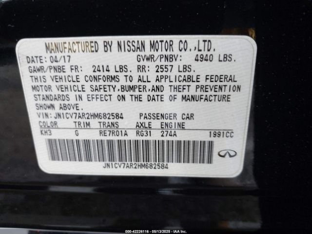 JN1CV7AR2HM682584 Infiniti Q50 2.0t Premium