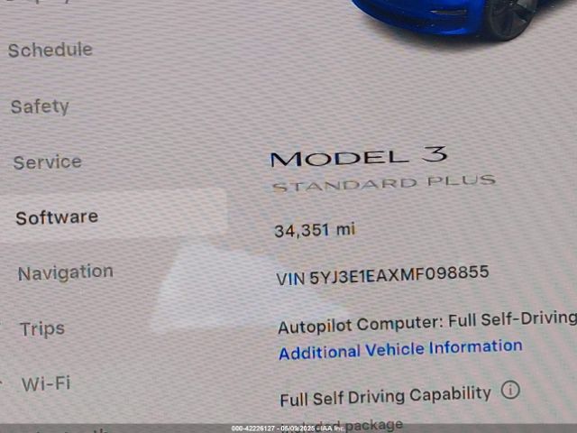 5YJ3E1EAXMF098855 Tesla Model 3 Standard Range Plus Rear-wheel Drive