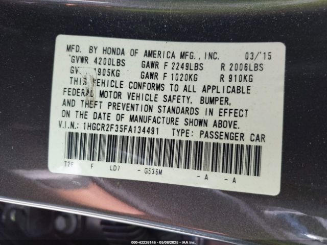 1HGCR2F35FA134491 Honda ACCORD LX