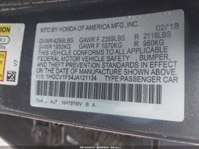 1HGCV1F54JA121134 Honda Accord Ex-l