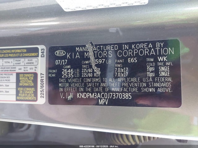 KNDPM3AC0J7370385 KIA Sportage Lx