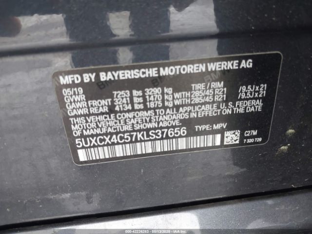 5UXCX4C57KLS37656 BMW X7 Xdrive50i
