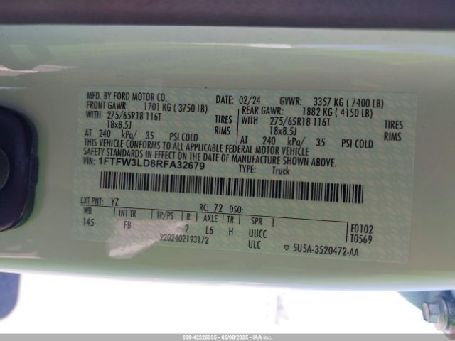 2024 FORD F-150 1FTFW3LD8RFA32679 Photo 8