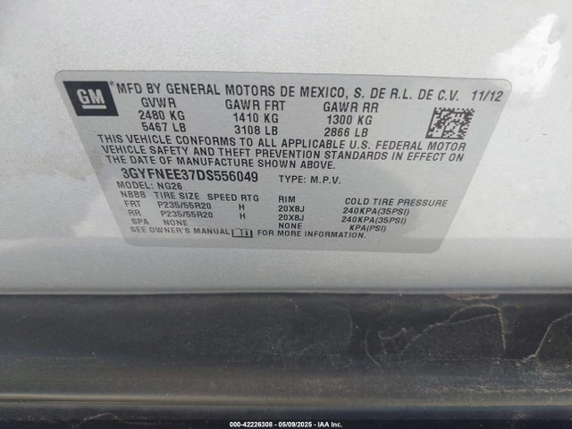 2013 CADILLAC SRX 3GYFNEE37DS556049 Photo 8