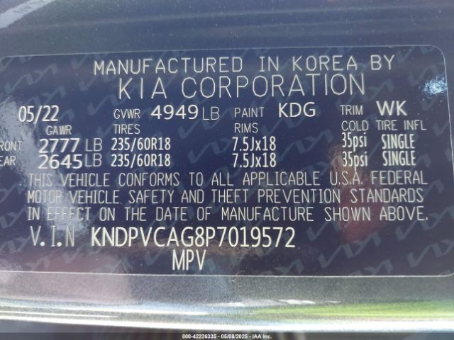 KNDPVCAG8P7019572 KIA t-gdi gamma ii