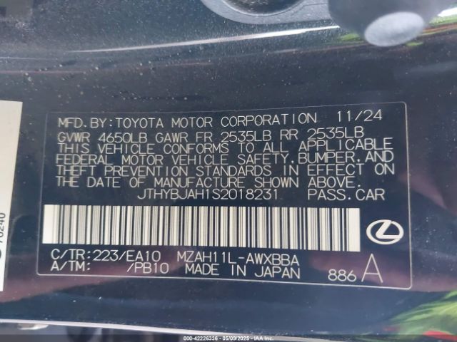 JTHYBJAH1S2018231 Lexus m20a-fxs
