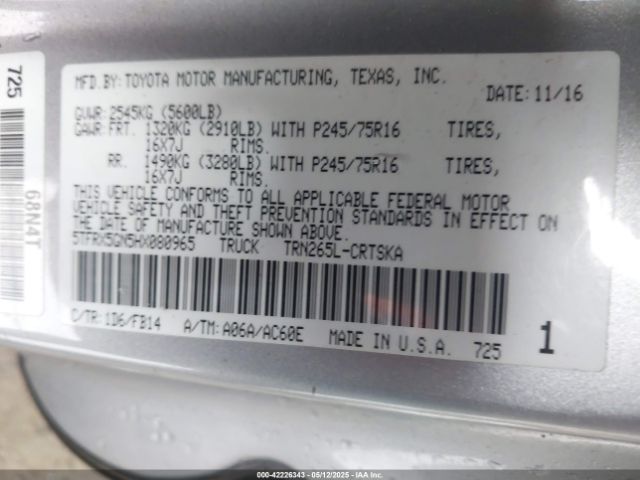 5TFRX5GN5HX080965 Toyota Tacoma Sr