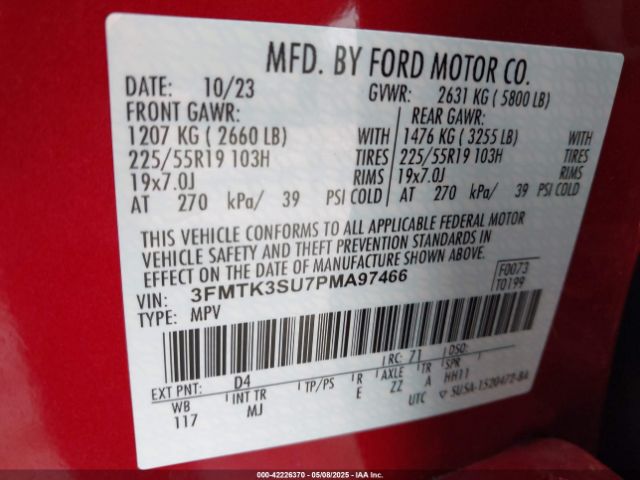 3FMTK3SU7PMA97466 Ford Mustang Mach-e Premium