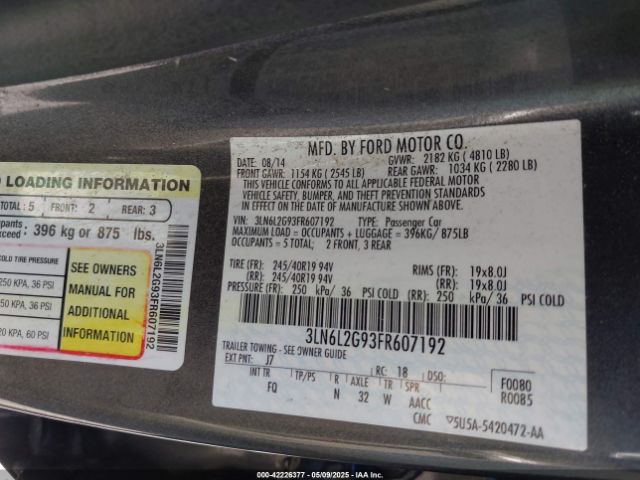3LN6L2G93FR607192 Lincoln MKZ