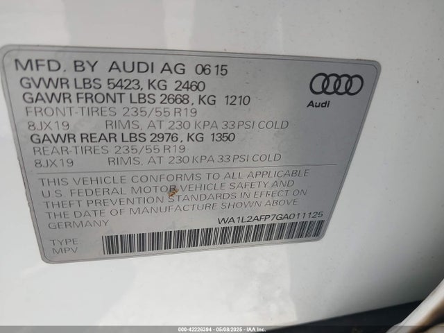2016 AUDI Q5 WA1L2AFP7GA011125 Photo 8