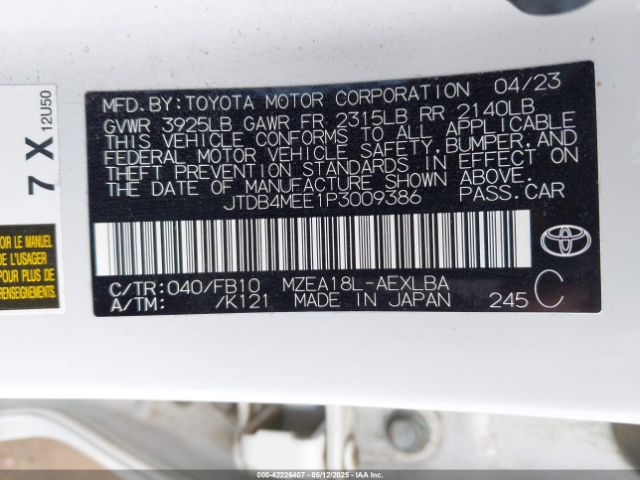 2023 TOYOTA COROLLA JTDB4MEE1P3009386 Photo 8