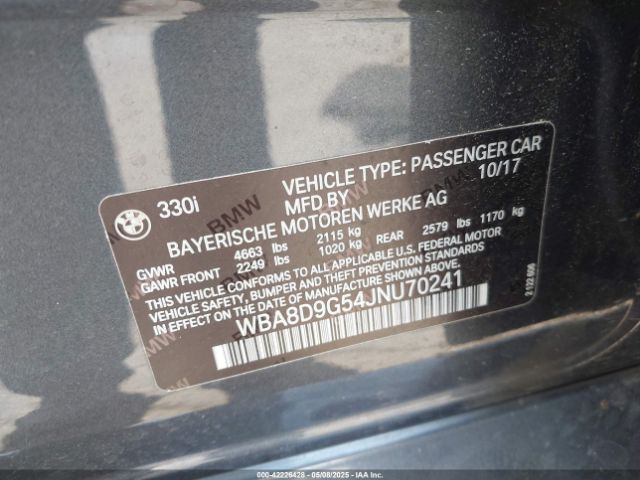 2018 BMW 330I WBA8D9G54JNU70241 Photo 8