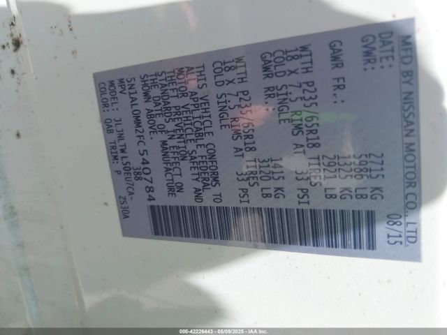 2015 INFINITI QX60 5N1AL0MM2FC540784 Photo 8