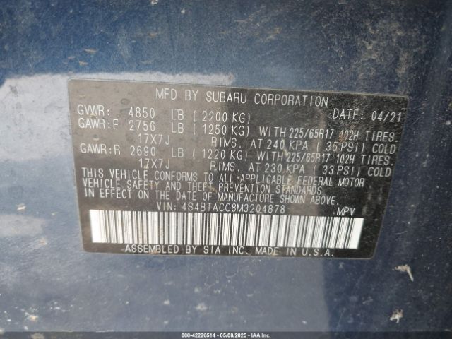4S4BTACC8M3204878 Subaru Outback Premium