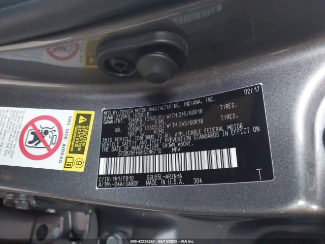 2017 TOYOTA HIGHLANDER 5TDBZRFH6HS386710 Photo 8