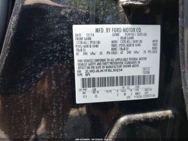 2LMDJ8JK1FBL30234 Lincoln MKX