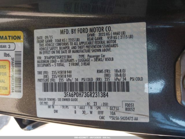 3FA6P0H73GR231384 Ford FUSION SE