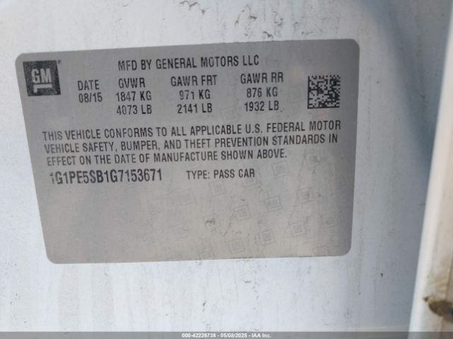1G1PE5SB1G7153671 Chevrolet luv - vvt, alum, e85 max