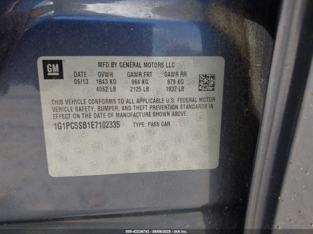 1G1PC5SB1E7102335 Chevrolet Cruze 1lt Auto