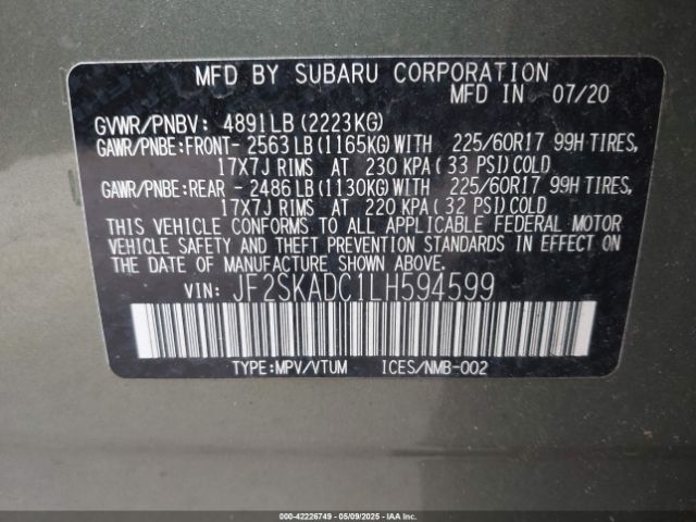 JF2SKADC1LH594599 Subaru Forester