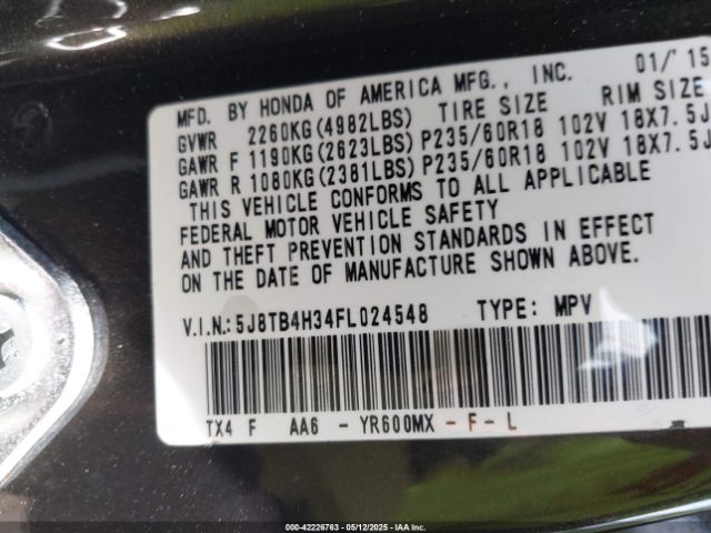 2015 ACURA RDX 5J8TB4H34FL024548 Photo 8