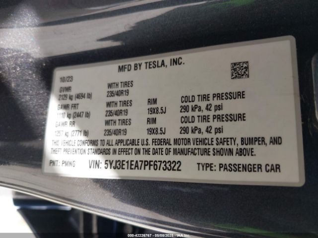5YJ3E1EA7PF673322 Tesla 2023