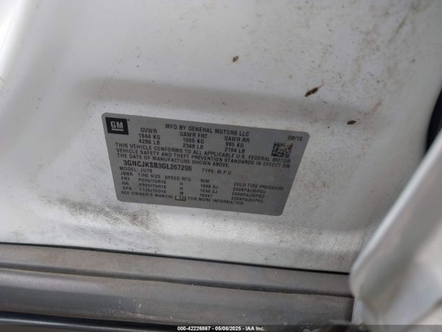 3GNCJKSB3GL267206 Chevrolet Trax 1ls