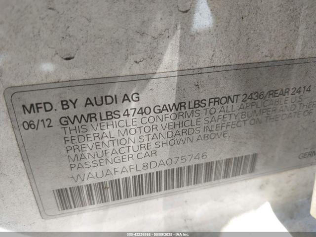 2013 AUDI A4 WAUAFAFL8DA075746 Photo 8