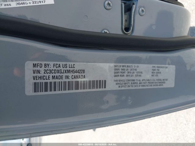 2C3CDXGJXMH544228 Dodge Charger Scat Pack Rwd