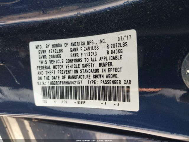 1HGCR3F89HA042157 Honda Accord Ex-l V6