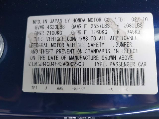 2010 ACURA TSX JH4CU4F43AC002908 Photo 8