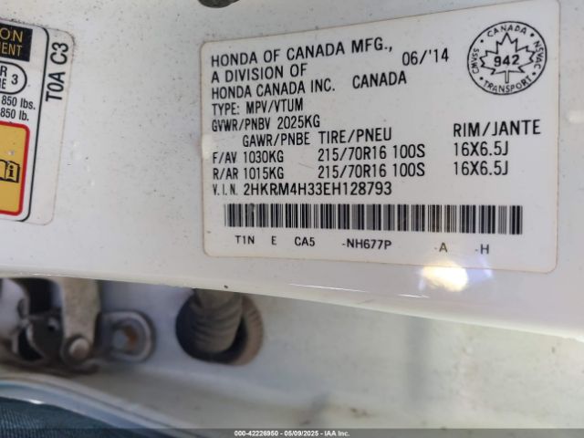 2HKRM4H33EH128793 Honda CR-V LX