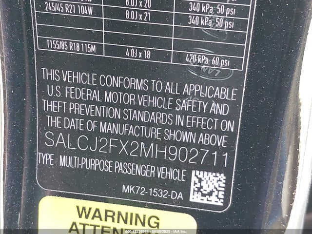 Land Rover aj20p 2021 SALCJ2FX2MH902711 Image 9