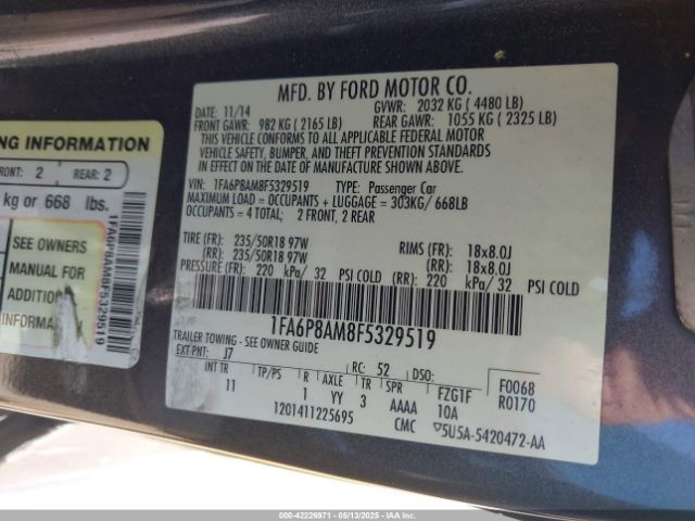 2015 FORD MUSTANG 1FA6P8AM8F5329519 Photo 8