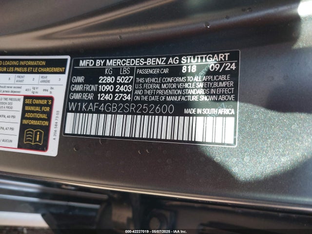 W1KAF4GB2SR252600 Mercedes-Benz m254