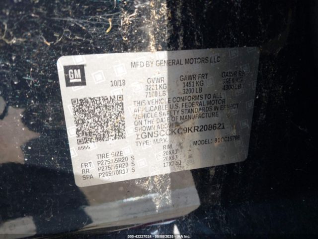 1GNSCCKC9KR208621 Chevrolet Tahoe Premier