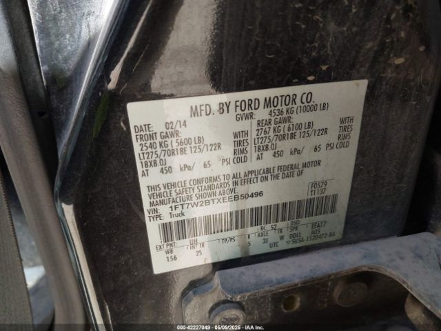 1FT7W2BTXEEB50496 Ford F-250 Xlt
