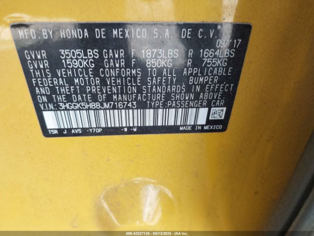3HGGK5H88JM716743 Honda FIT EX