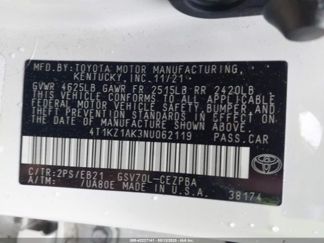 4T1KZ1AK3NU062119 Toyota CAMRY TRD