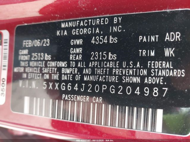 5XXG64J20PG204987 KIA K5 Gt-line