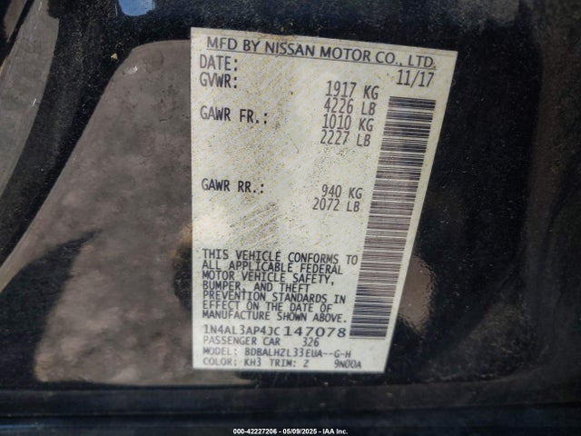 1N4AL3AP4JC147078 Nissan Altima 2.5 Sr