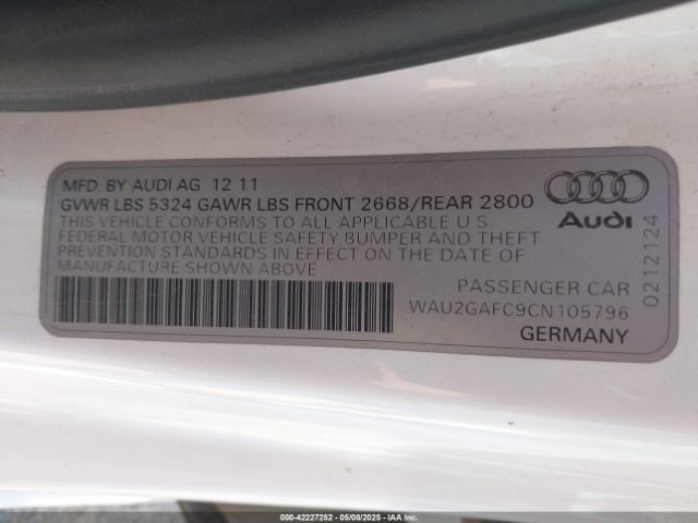 2012 AUDI A7 WAU2GAFC9CN105796 Photo 8